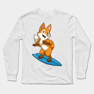 Fox as Surfer with Surfboard Long Sleeve T-Shirt